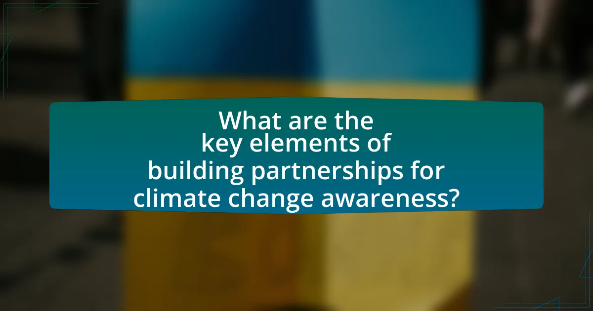 What are the key elements of building partnerships for climate change awareness?